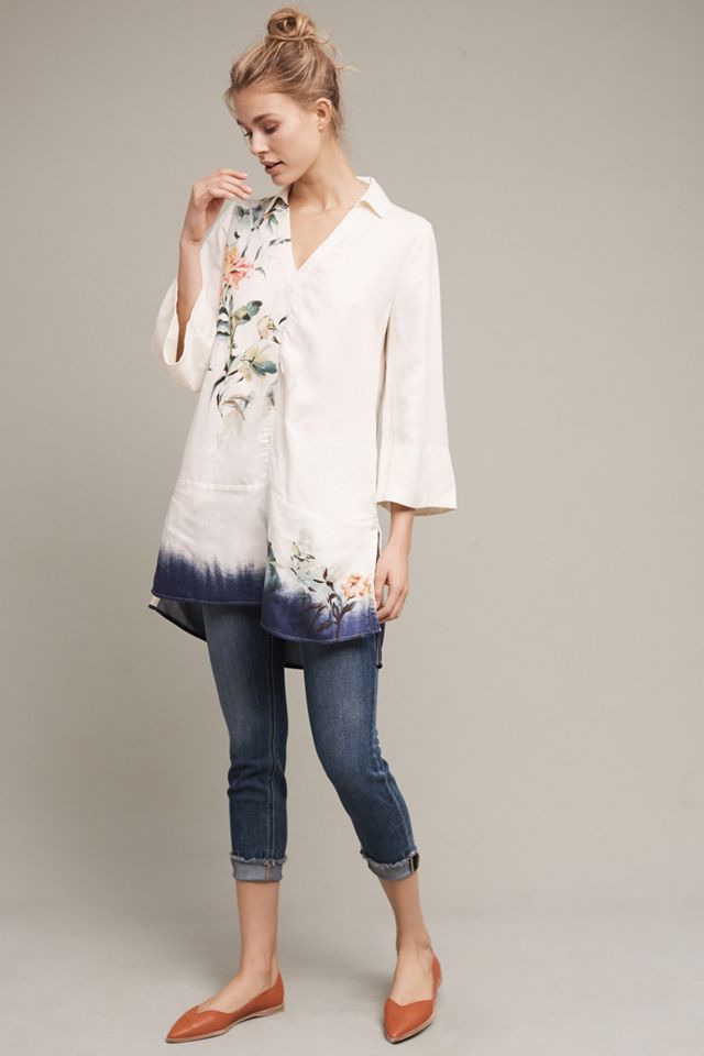 Watercolor Printed Tunic Top #1