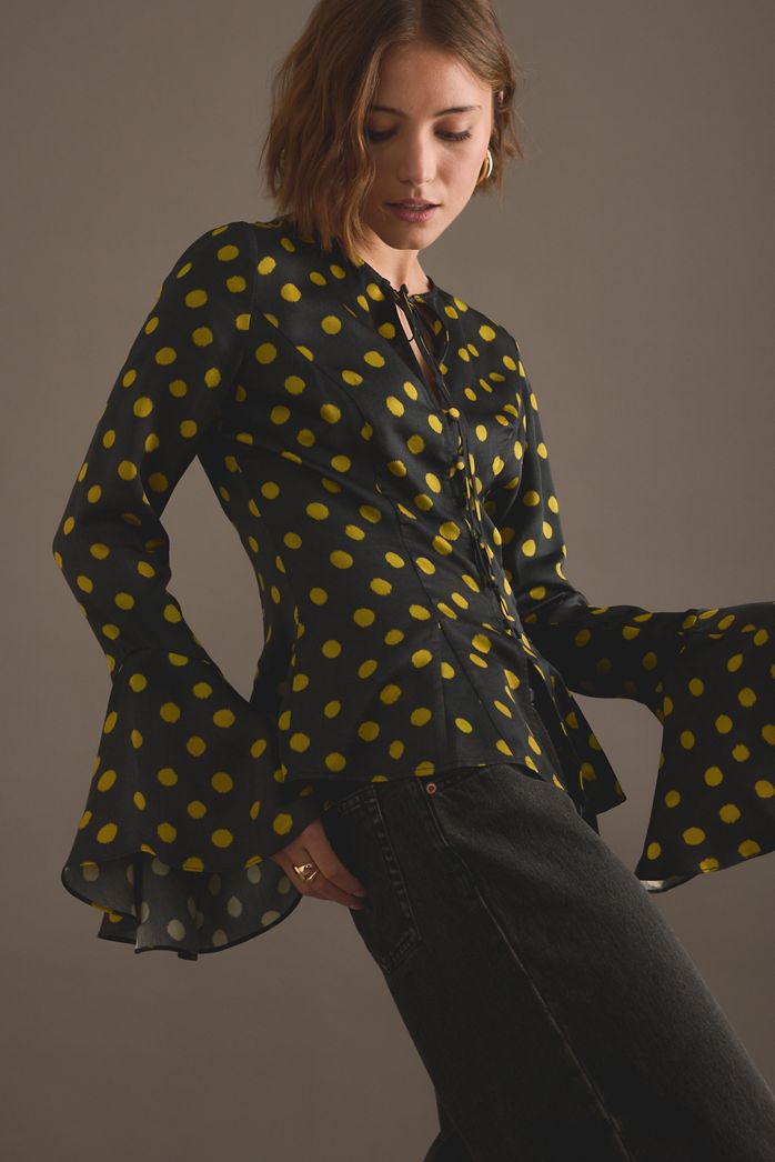 KITRI Chantelle Polka Dot Satin Top