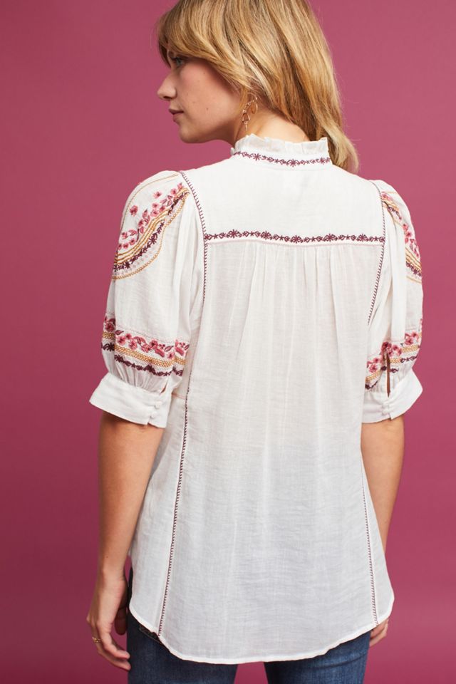 Embroidered High-Neck Blouse #3