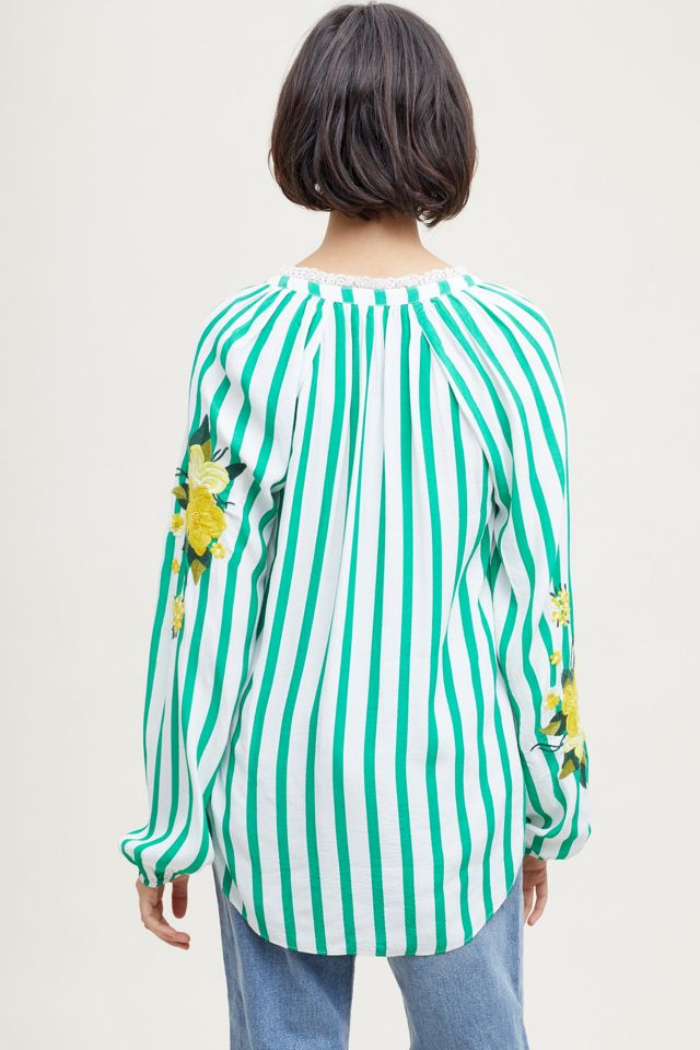 Chemisier brodé et rayé Manuela #1