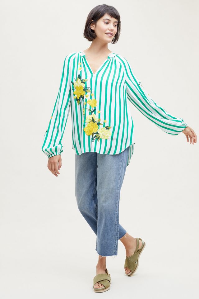 Chemisier brodé et rayé Manuela #2