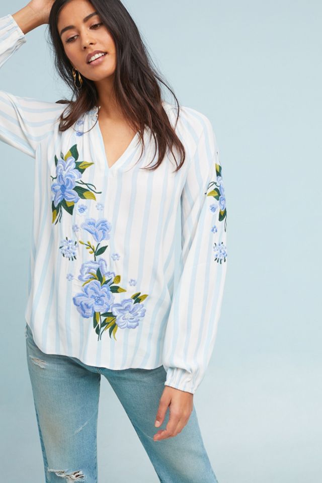 Embroidered & Striped Blouse #2