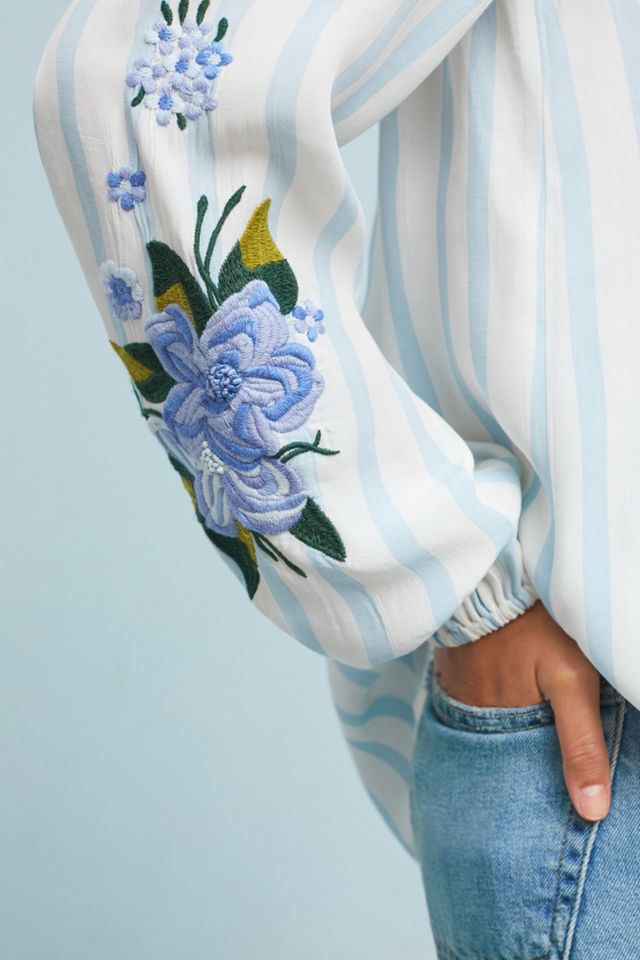 Embroidered & Striped Blouse #3