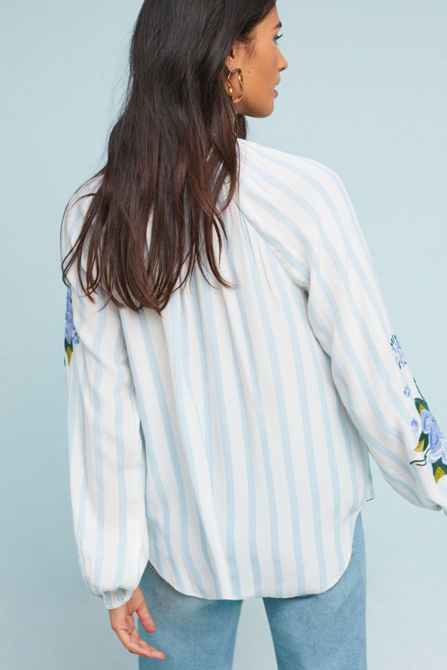 Embroidered & Striped Blouse #4