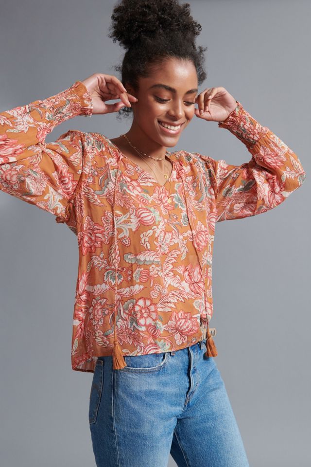 Mina Sheer Peasant Blouse | Anthropologie