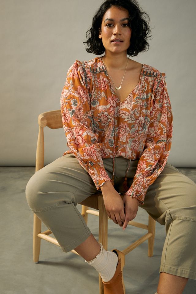 Mina Sheer Peasant Blouse | Anthropologie
