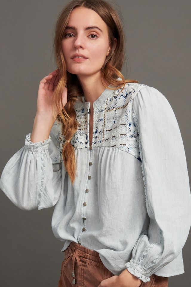 NWT❤️Anthro Pilcro Jenna Embroidered 2024 Buttondown