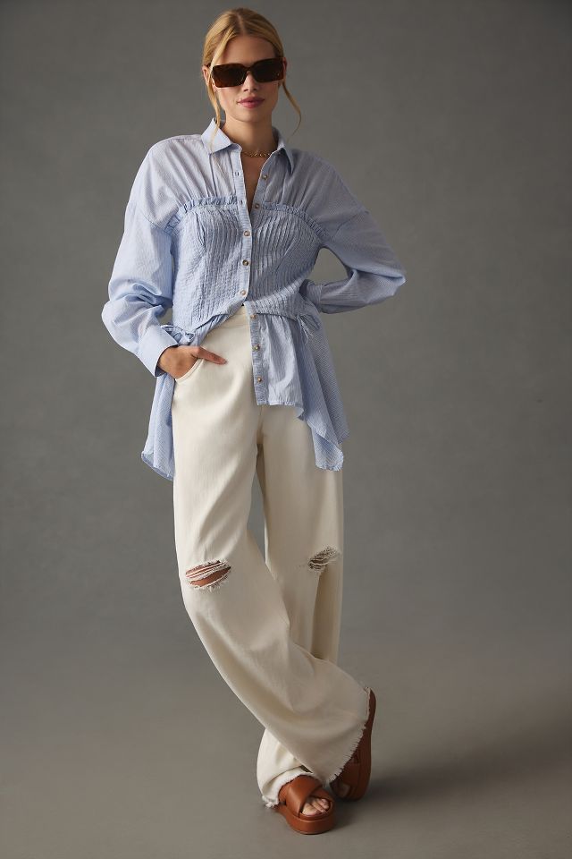 Pilcro Corset Buttondown Blouse | Anthropologie UK