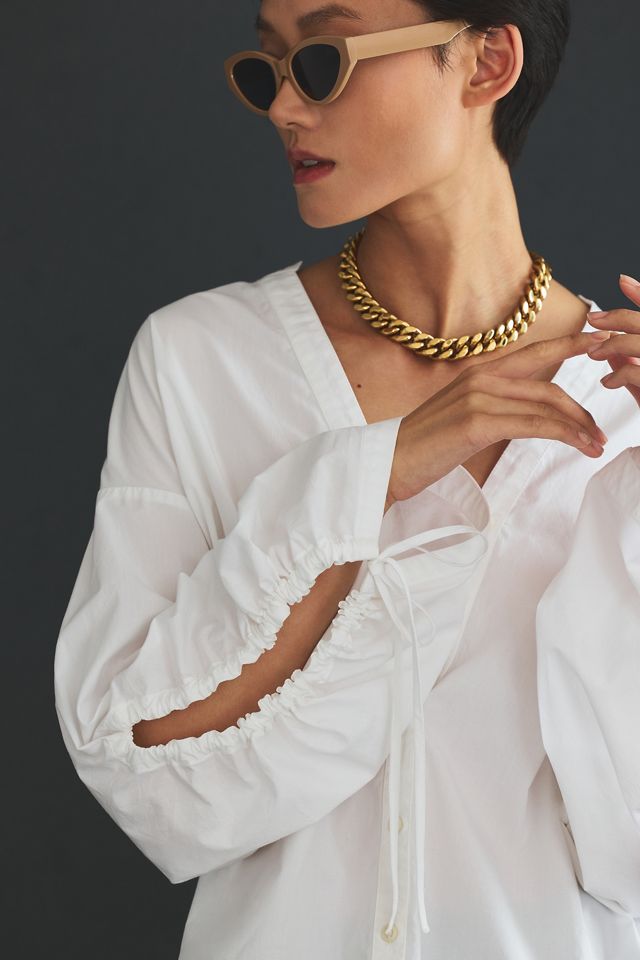 Pilcro Drawstring Poplin Blouse #3