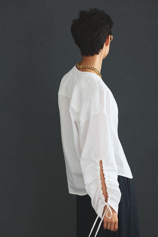 Pilcro Drawstring Poplin Blouse #4