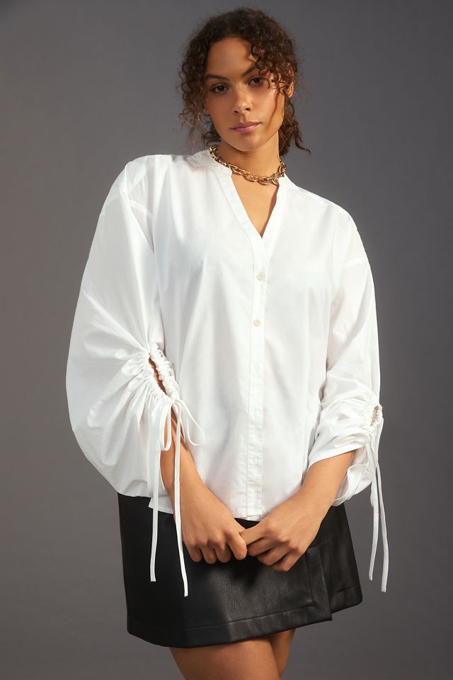 Pilcro Drawstring Poplin Blouse #9