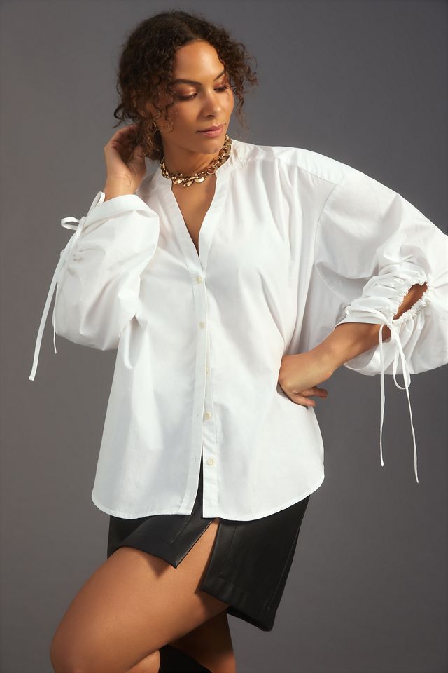 Pilcro Drawstring Poplin Blouse #5