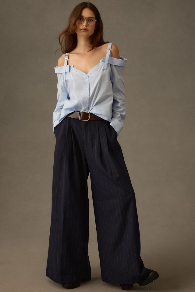 By Anthropologie Off-The-Shoulder Buttondown Blouse #2