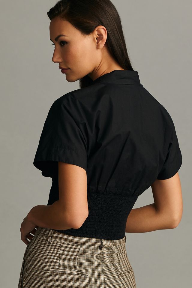 Maeve Short-Sleeve Zip-Front Blouse #3