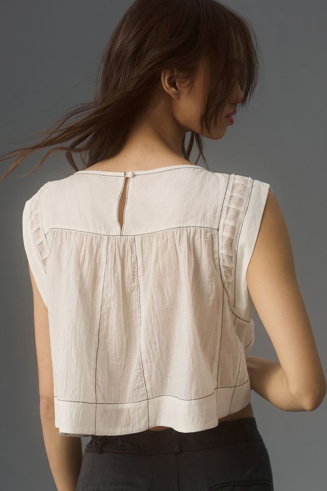 By Anthropologie Cap-Sleeve Babydoll Blouse #1
