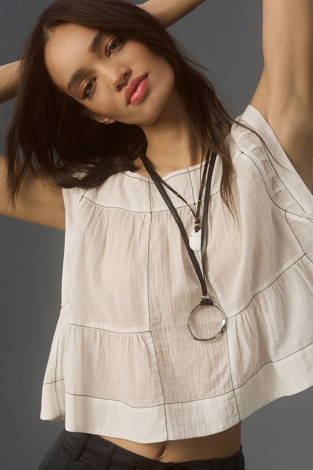 By Anthropologie Cap-Sleeve Babydoll Blouse #2