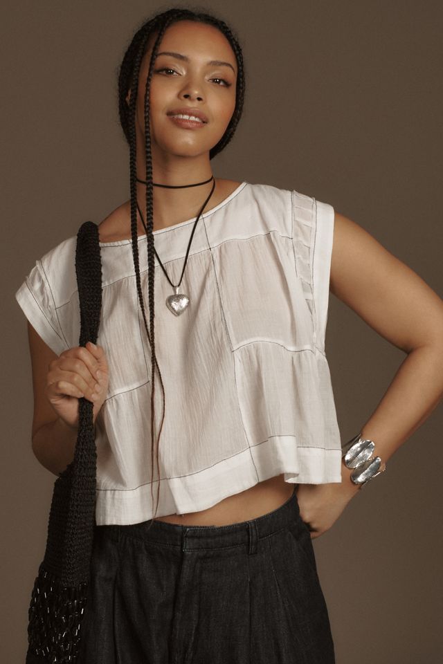 By Anthropologie Cap-Sleeve Babydoll Blouse #5