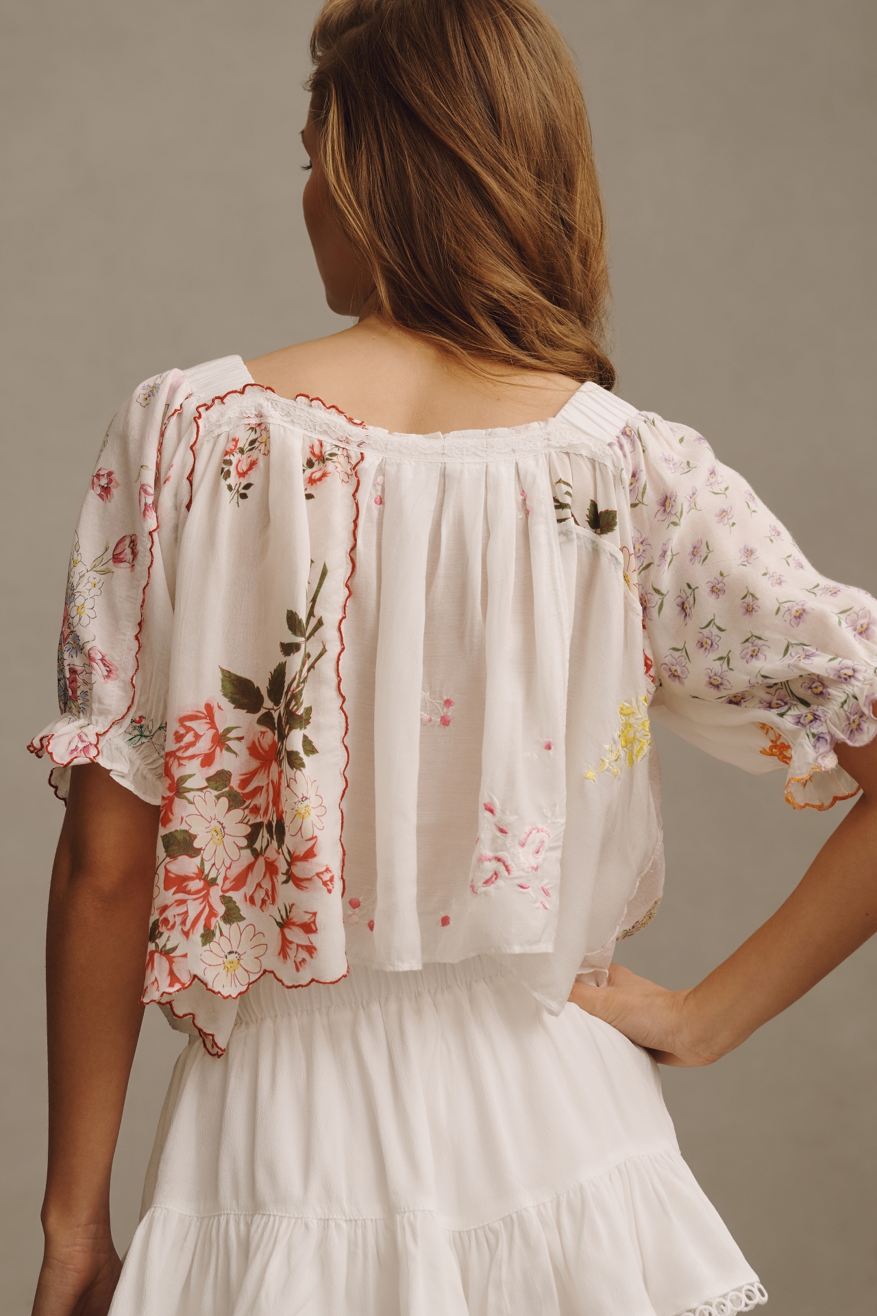 By Anthropologie Puff-Sleeve Collared Blouse