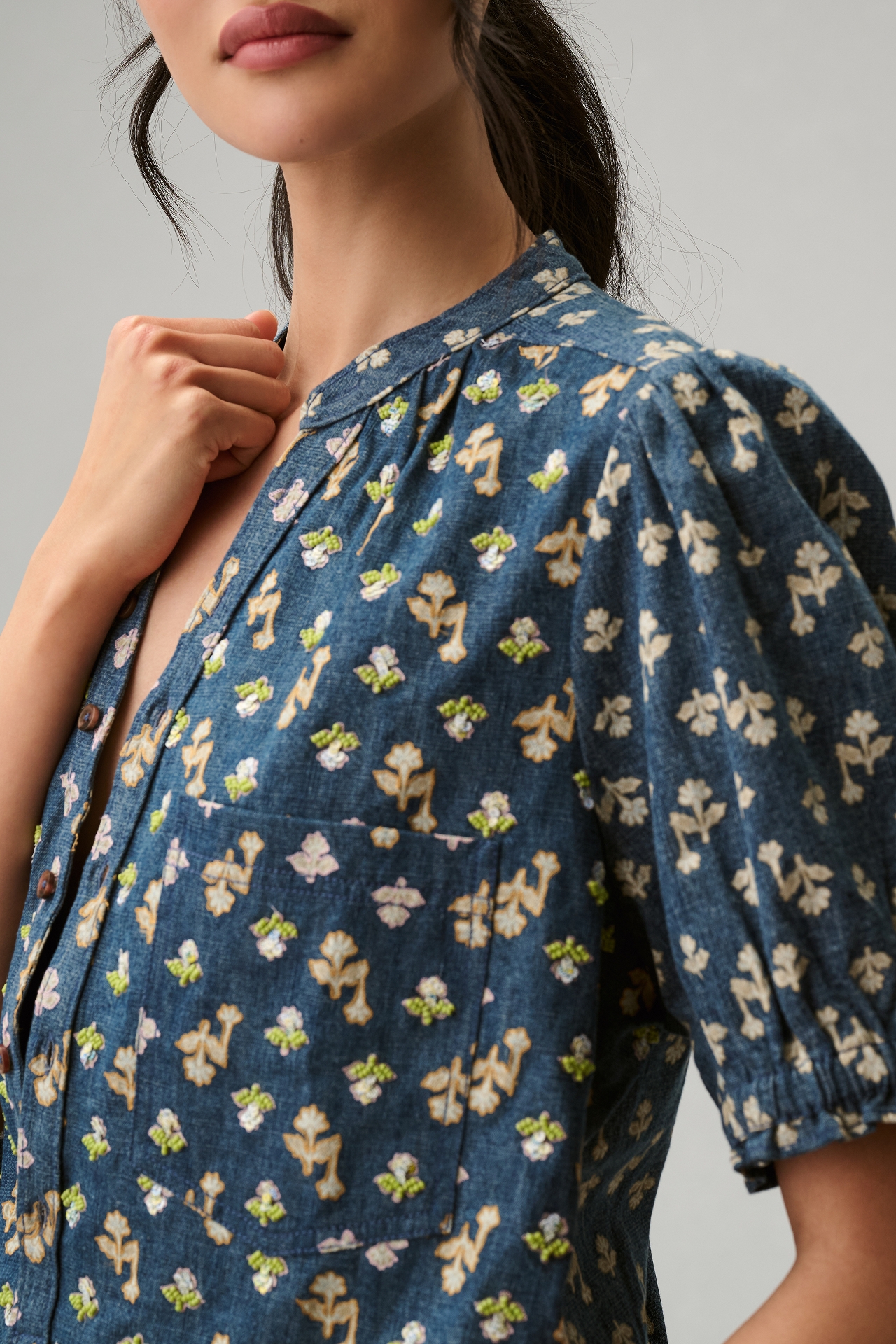 The Aly Puff-Sleeve Blouse by Pilcro: Printed Edition