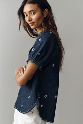 Aly Puff-Sleeve Blouse by Pilcro