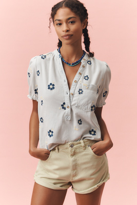 La Blouse à Manches Bouffantes Aly par : Édition Brodée en taille: XS chez Anthropologie - Pilcro - Modalova