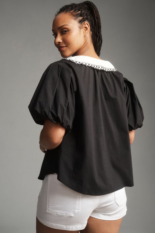 By Anthropologie Puff-Sleeve Collared Top #5