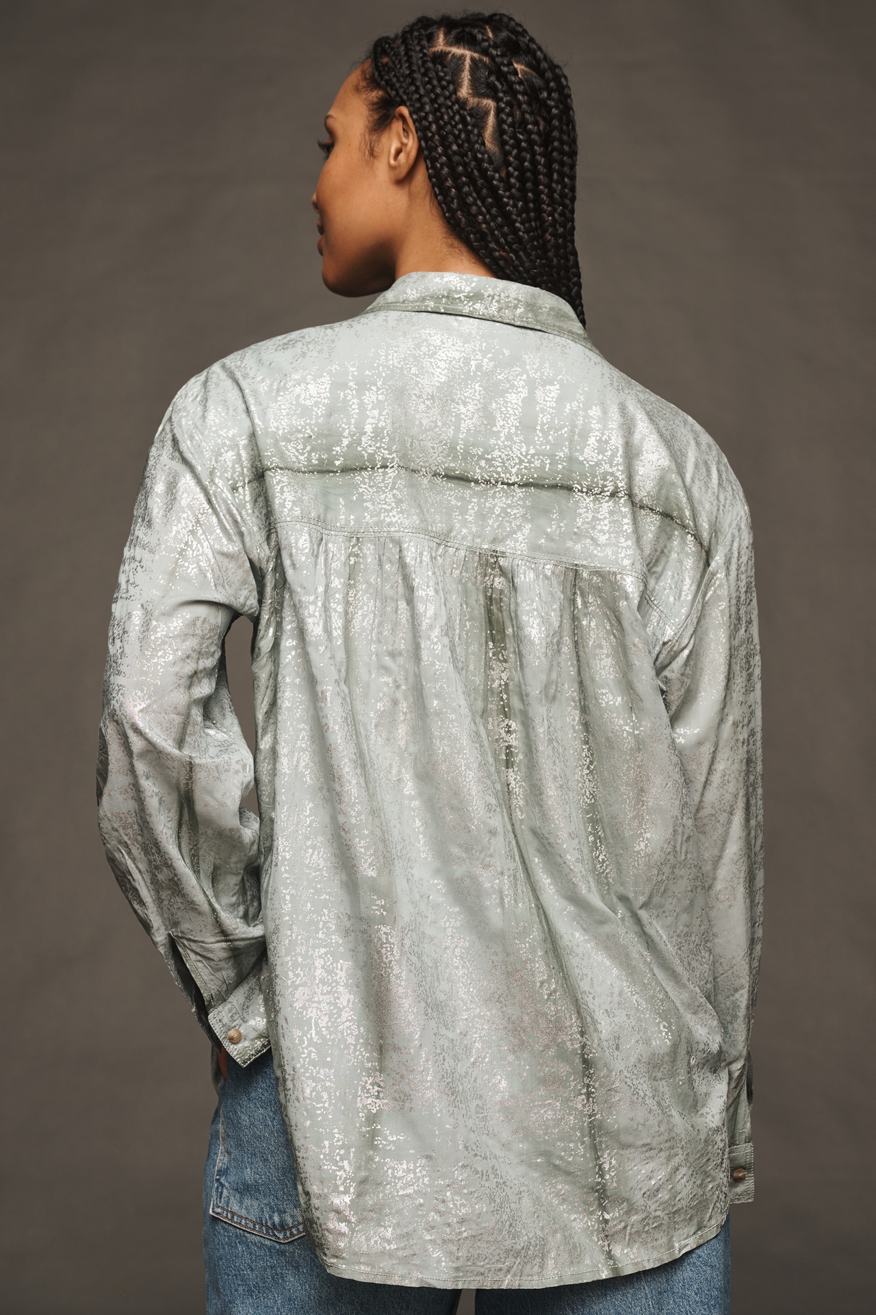 Pilcro Foil Shine Buttondown Shirt