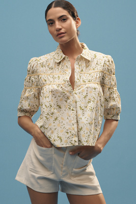 Maeve The Leandra Shirred Yoke Blouse By