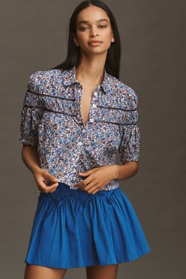 The Leandra Shirred Yoke Blouse by Maeve: Striped Hearts Edition