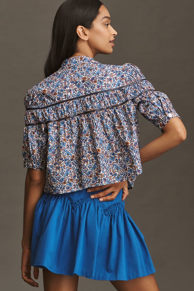 The Leandra Shirred Yoke Blouse by Maeve: Striped Hearts Edition #1