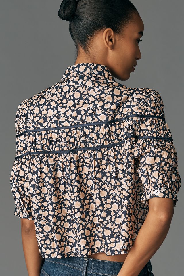 Die Leandra Bluse mit gerafftem Joch von Maeve: Gestreifte Herzen Edition #1