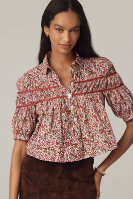 Maeve The Leandra Shirred Yoke Blouse By  In Multi