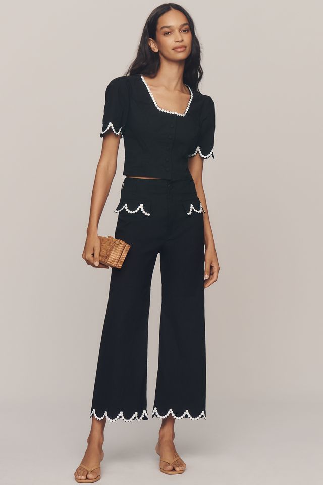 Maeve Scoop-Neck Lace-Trim Blouse #2