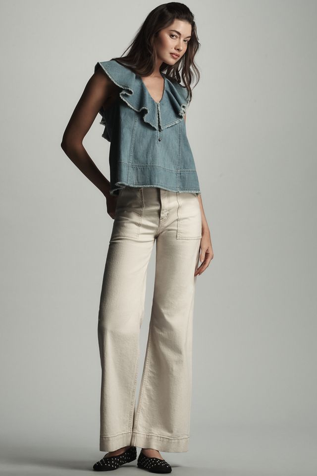 Pilcro Ruffle-Neck Denim Swing Blouse #2