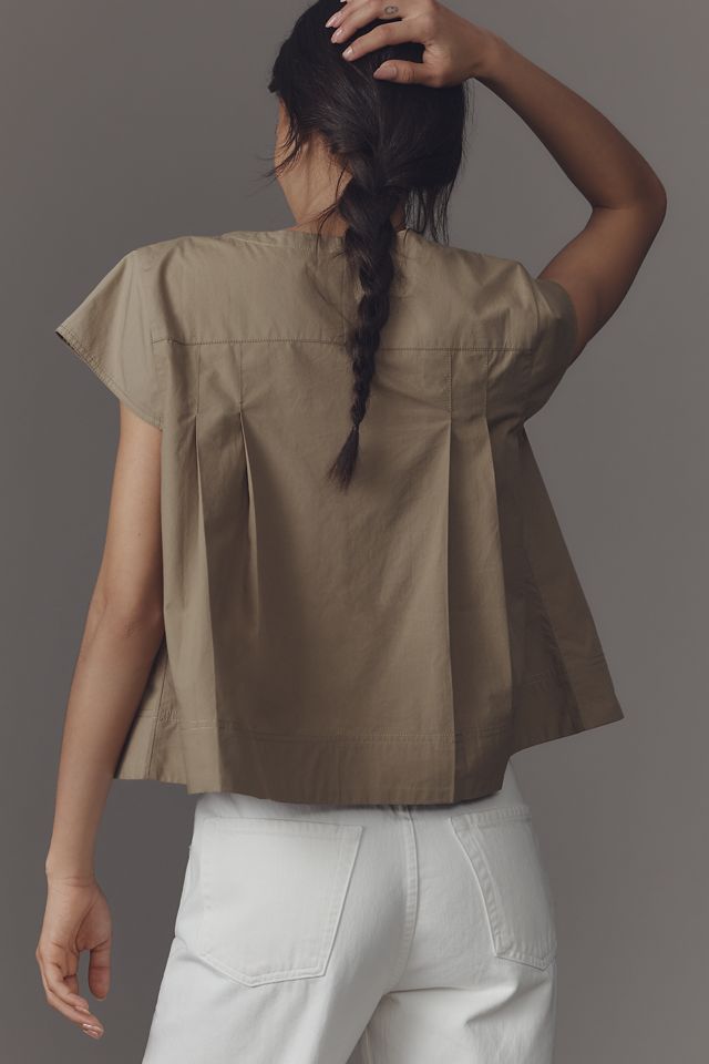 By Anthropologie Short-Sleeve Trapeze Blouse #1