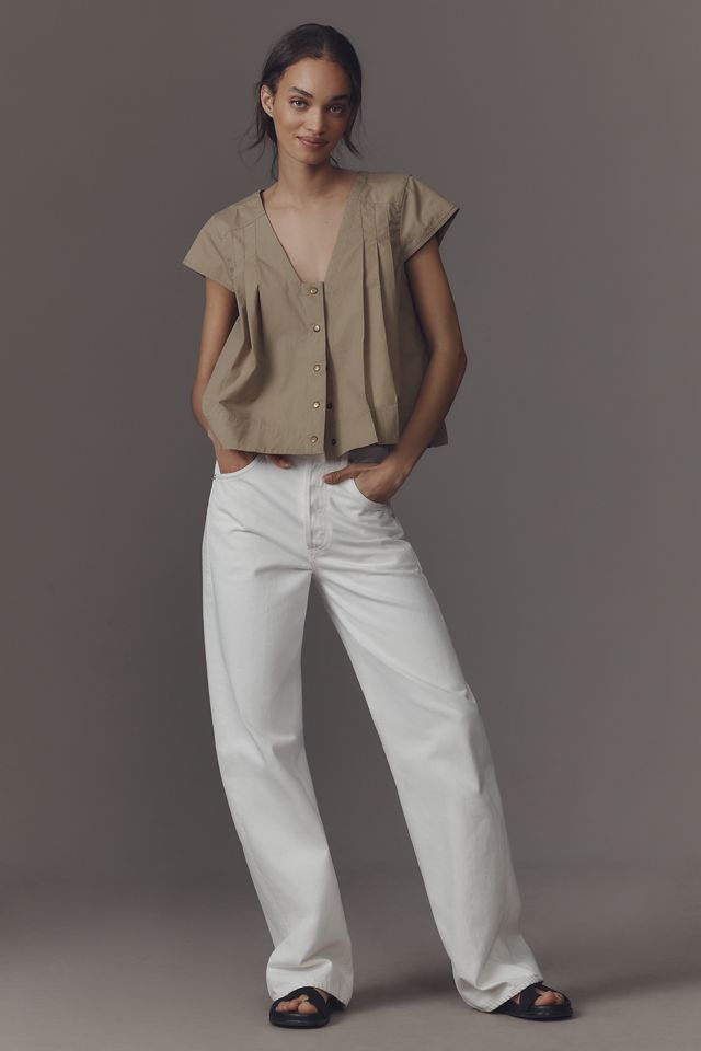 By Anthropologie Short-Sleeve Trapeze Blouse #2