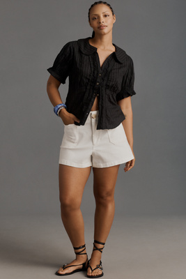 Keira Waisted Tuxedo-Front Blouse by Pilcro