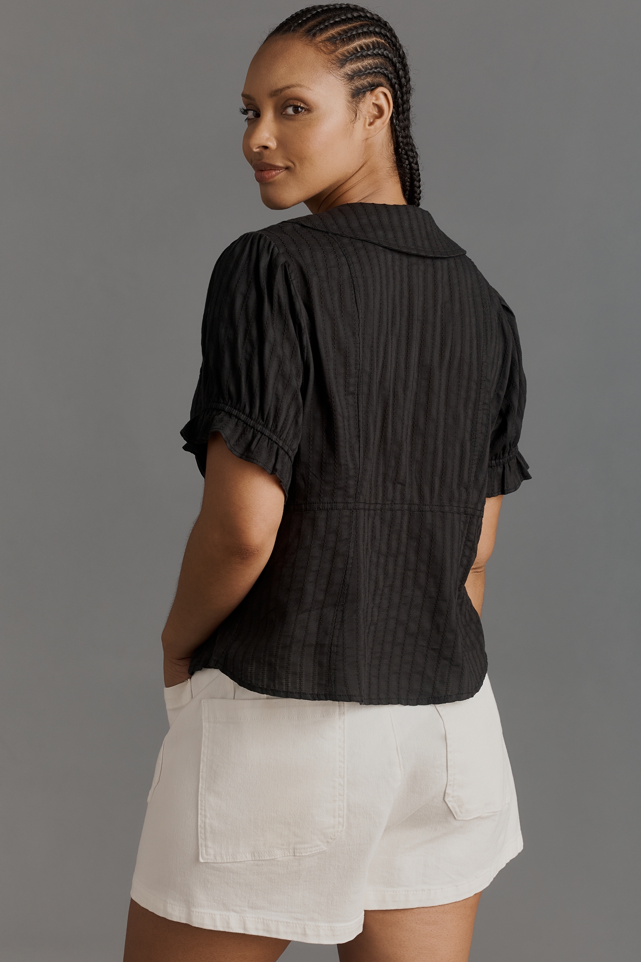 The Keira Tuxedo-Front Blouse by Pilcro