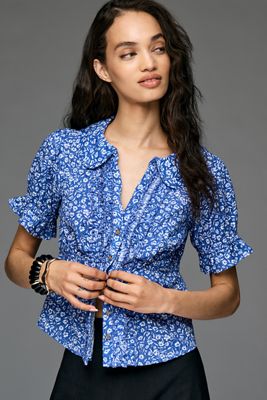 Derek Lam 10 Crosby Keaton Short-Sleeve Buttondown Shirt