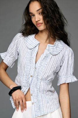 Le Chemisier Keira Col Boutonné par Pilcro : Édition Tuxedo