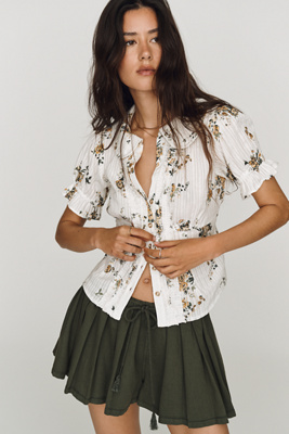 Pilcro Keira Waisted Tuxedo Blouse | Anthropologie