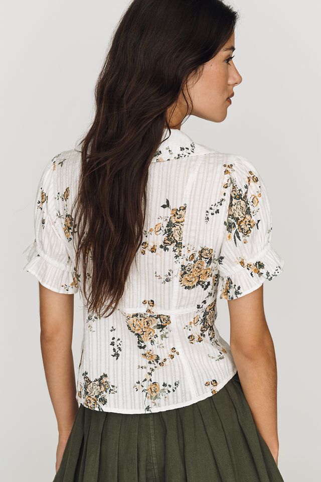 Keira Waisted Tuxedo-Front Blouse by Pilcro | Anthropologie