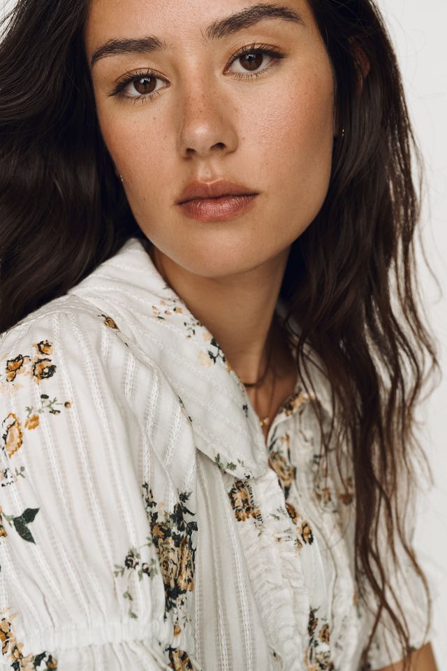 Keira Waisted Tuxedo-Front Blouse by Pilcro | Anthropologie