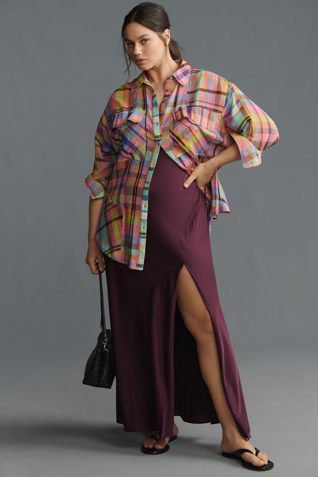 Pilcro Long-Sleeve Mixed Madras Plaid Oversized Buttondown Shirt #6