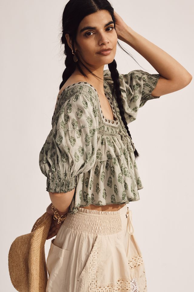 Pilcro Short-Sleeve Crop Babydoll Blouse #2