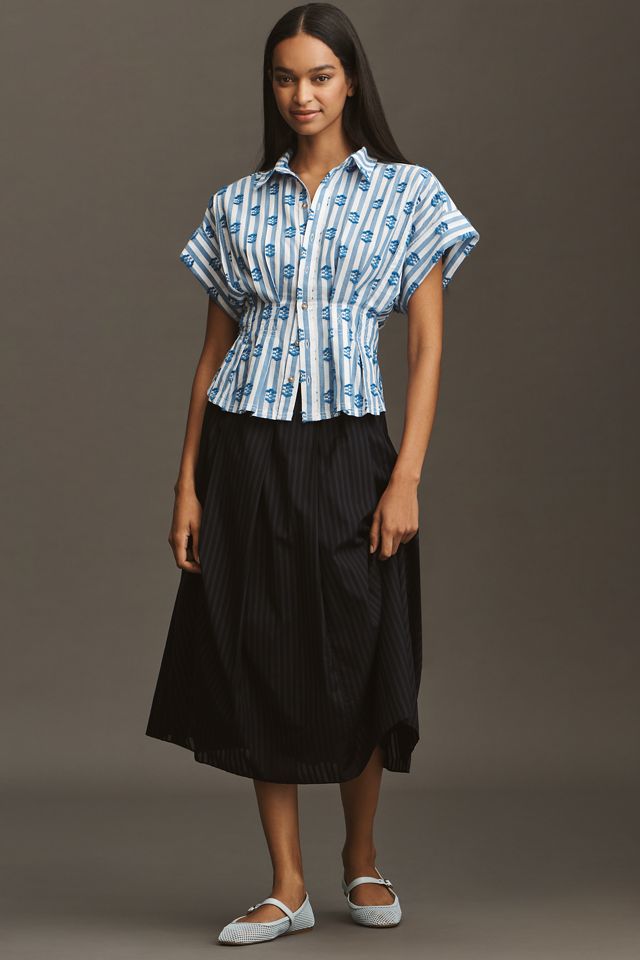 The Bobbie Short-Sleeve Fitted-Waist Blouse by Pilcro #2