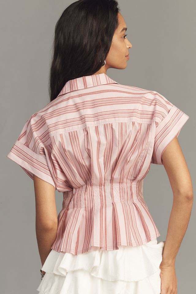 Bobbie Short-Sleeve Fitted-Waist Blouse by Pilcro #2