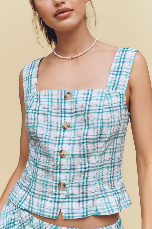 Maeve Square-Neck Button-Front Tank #3