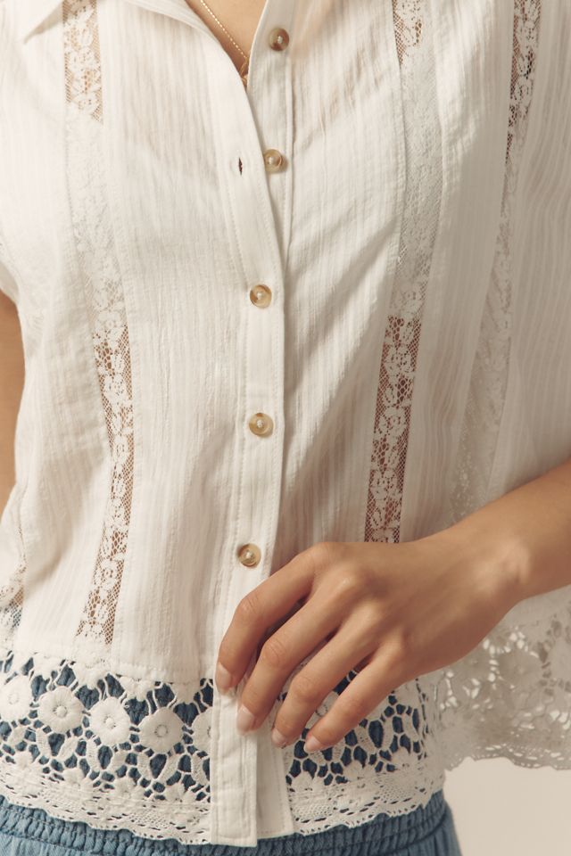 Pilcro Boxy Lace Buttondown Shirt #3