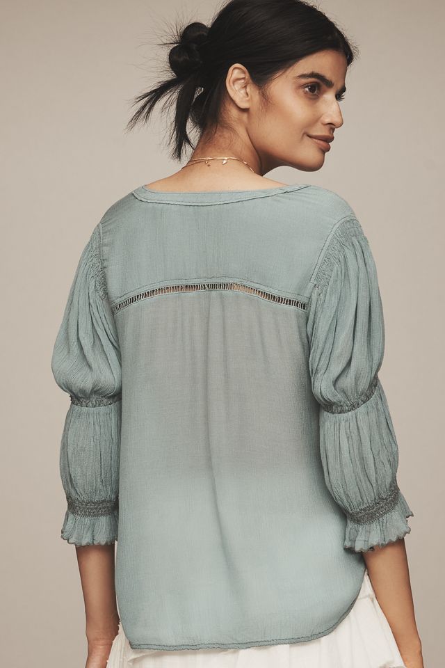 Pilcro Gauzy Bubble Sleeve Buttondown Top #1